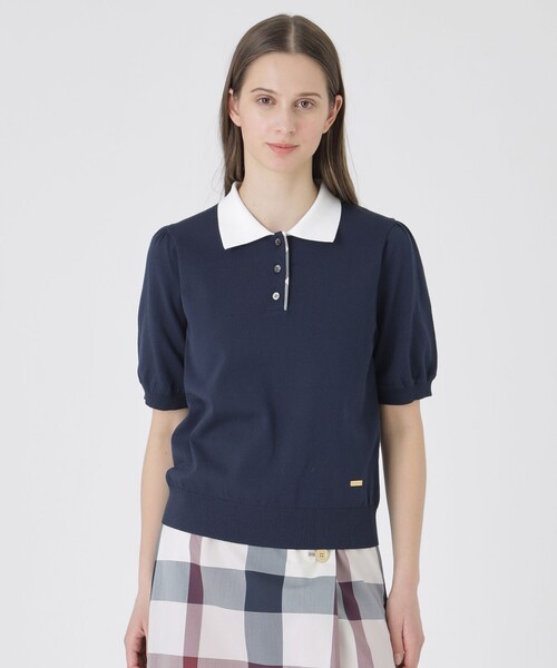 BLUE LABEL CRESTBRIDGE(ブルーレーベルクレストブリッジ)の「コットンポリエステルニットポロ(ポロシャツ・レディース・ブルー系その他2/ホワイト/イエロー/ダークネイビー・38)」の2枚目の写真