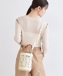 OPAQUE.CLIP | バンブーハンドルパンチングバケツ型バッグ(ハンドバッグ)