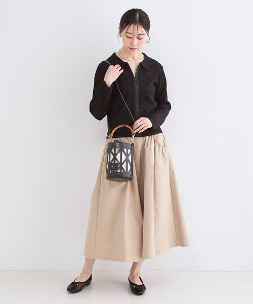 OPAQUE.CLIP（オペークドットクリップ）の「バンブーハンドルパンチングバケツ型バッグ（ハンドバッグ・レディース・アイボリー/ブラック/ブラウン系その他・00）」の7枚目の写真