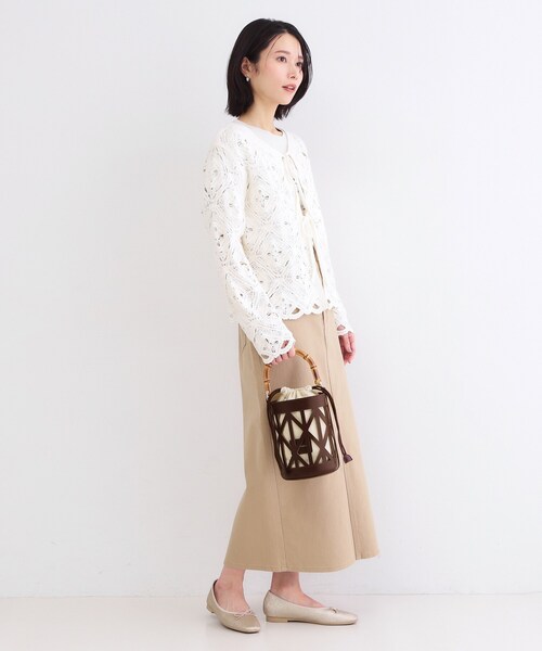 OPAQUE.CLIP（オペークドットクリップ）の「バンブーハンドルパンチングバケツ型バッグ（ハンドバッグ・レディース・アイボリー/ブラック/ブラウン系その他・00）」の9枚目の写真