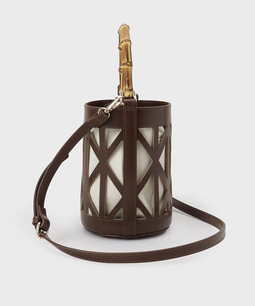 OPAQUE.CLIP（オペークドットクリップ）の「バンブーハンドルパンチングバケツ型バッグ（ハンドバッグ・レディース・アイボリー/ブラック/ブラウン系その他・00）」の13枚目の写真