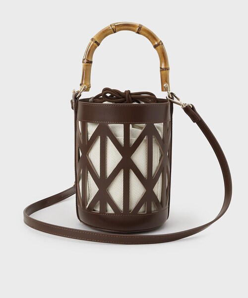 OPAQUE.CLIP（オペークドットクリップ）の「バンブーハンドルパンチングバケツ型バッグ（ハンドバッグ・レディース・アイボリー/ブラック/ブラウン系その他・00）」の14枚目の写真