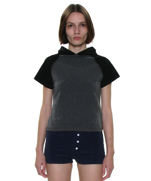 PARTIMENTO WOMEN(パルティメントウィメン)の「PWC カラーブロックポケットフードパーカーショートスリーブTシャツ_8カラー(Tシャツ/カットソー・レディース・ホワイト/チャコールグレー/スカイブルー/ブラック/ネイビー/グレー/ライトカーキ/グレー系その他・SMALL/MEDIUM/LARGE)」の10枚目の写真
