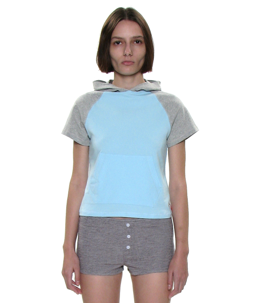 PARTIMENTO WOMEN(パルティメントウィメン)の「PWC カラーブロックポケットフードパーカーショートスリーブTシャツ_8カラー(Tシャツ/カットソー・レディース・ホワイト/チャコールグレー/スカイブルー/ブラック/ネイビー/グレー/ライトカーキ/グレー系その他・SMALL/MEDIUM/LARGE)」の15枚目の写真