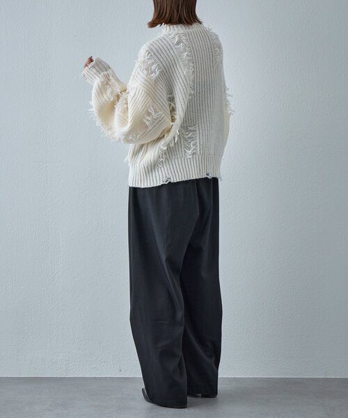 goocy（グーシー）の「モヘアタッチダメージ風フリンジプルオーバー（ニット/セーター・レディース・アイボリー/ブラウン/ネイビー・FREE）」の10枚目の写真