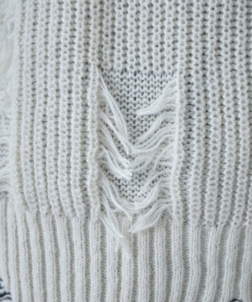 goocy（グーシー）の「モヘアタッチダメージ風フリンジプルオーバー（ニット/セーター・レディース・アイボリー/ブラウン/ネイビー・FREE）」の14枚目の写真