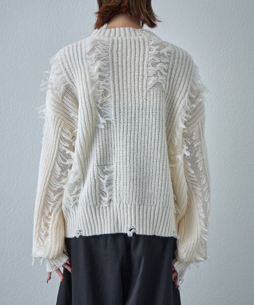 goocy（グーシー）の「モヘアタッチダメージ風フリンジプルオーバー（ニット/セーター・レディース・アイボリー/ブラウン/ネイビー・FREE）」の17枚目の写真