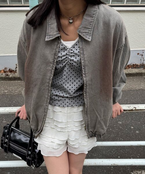 CIAOPANIC（チャオパニック）の「フェードデニムスウィングトップ（デニムジャケット・レディース・グレー/サックスブルー・MEDIUM/LARGE）」の4枚目の写真