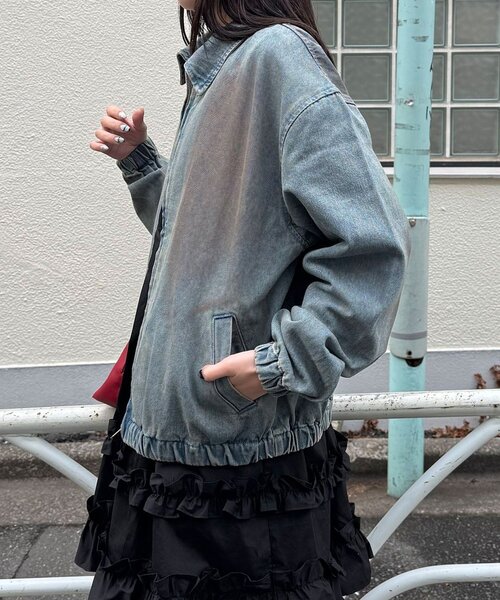 CIAOPANIC（チャオパニック）の「フェードデニムスウィングトップ（デニムジャケット・レディース・グレー/サックスブルー・MEDIUM/LARGE）」の9枚目の写真