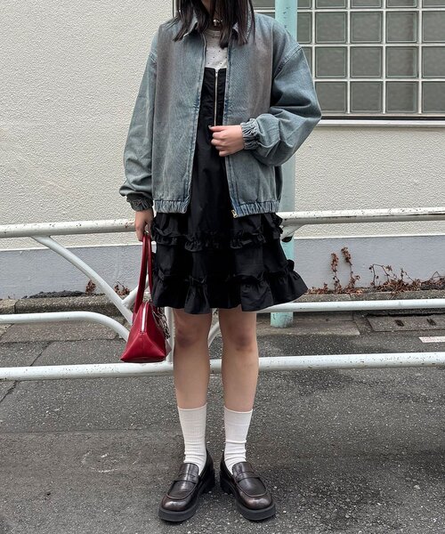 CIAOPANIC（チャオパニック）の「フェードデニムスウィングトップ（デニムジャケット・レディース・グレー/サックスブルー・MEDIUM/LARGE）」の11枚目の写真