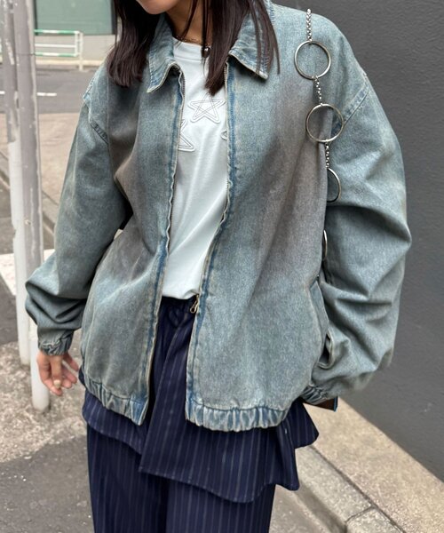 CIAOPANIC（チャオパニック）の「フェードデニムスウィングトップ（デニムジャケット・レディース・グレー/サックスブルー・MEDIUM/LARGE）」の22枚目の写真