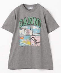 GANNI | GANNI/ガニー Basic Cotton Jersey Bear Comic Teddy / A1050070 / フロントプリント 半袖Tシャツ(Tシャツ/カットソー)