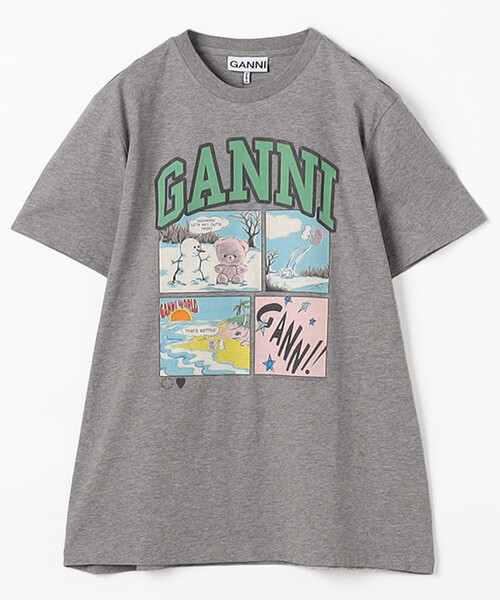 GANNI(ガニー)の「GANNI/ガニー Basic Cotton Jersey Bear Comic Teddy / A1050070 / フロントプリント 半袖Tシャツ(Tシャツ/カットソー・レディース・チャコールグレー/グレー・SMALL)」の1枚目の写真