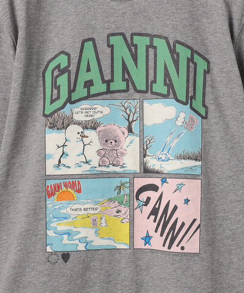 GANNI(ガニー)の「GANNI/ガニー Basic Cotton Jersey Bear Comic Teddy / A1050070 / フロントプリント 半袖Tシャツ(Tシャツ/カットソー・レディース・チャコールグレー/グレー・SMALL)」の5枚目の写真
