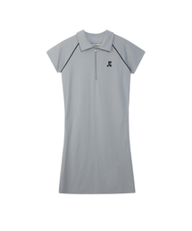 COLLAR ZIP-UP DRESS - GREY