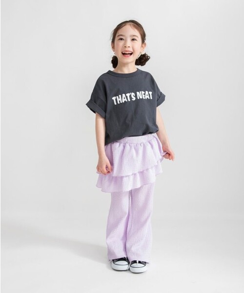 BRANSHES(ブランシェス)の「フリル付きカットフレアパンツ(その他パンツ・キッズ・ブラック/ラベンダー・150/80/120/110/100/130/140/90)」の4枚目の写真