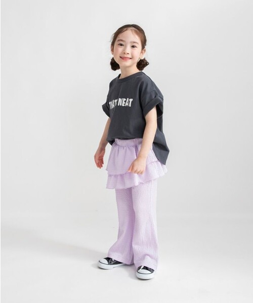 BRANSHES(ブランシェス)の「フリル付きカットフレアパンツ(その他パンツ・キッズ・ブラック/ラベンダー・150/80/120/110/100/130/140/90)」の6枚目の写真