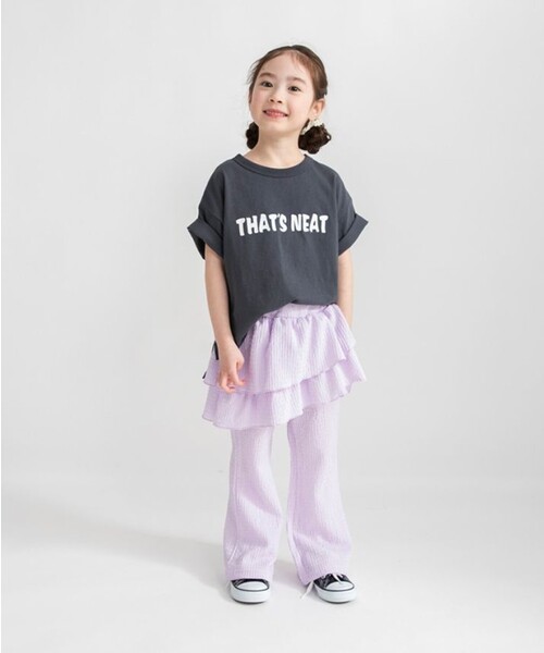 BRANSHES(ブランシェス)の「フリル付きカットフレアパンツ(その他パンツ・キッズ・ブラック/ラベンダー・150/80/120/110/100/130/140/90)」の7枚目の写真