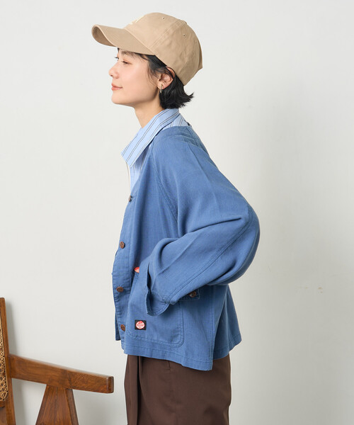 FREAK'S STORE（フリークスストア）の「RED KAP × FREAK'S STORE/レッドキャップ 別注 リネンレーヨンノーカラーVネックジャケット＜セットアップ対応＞（ノーカラージャケット・レディース・ナチュラル/ブルー/ブラック/オリーブ・ﾌﾘ-）」の19枚目の写真