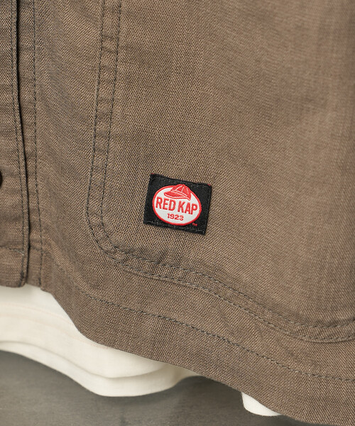 FREAK'S STORE（フリークスストア）の「RED KAP × FREAK'S STORE/レッドキャップ 別注 リネンレーヨンノーカラーVネックジャケット＜セットアップ対応＞（ノーカラージャケット・レディース・ナチュラル/ブルー/ブラック/オリーブ・ﾌﾘ-）」の10枚目の写真