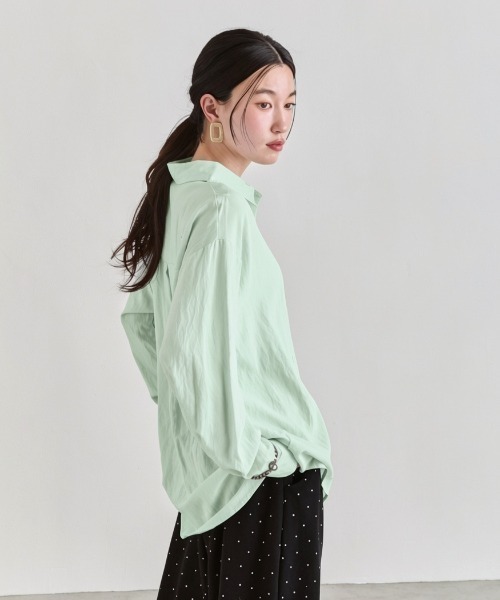 NUJOH(ヌゾ)の「Loose Basic Shirt / ルーズベーシックシャツ(シャツ/ブラウス・レディース・イエロー/ミント/ライトブルー/アイボリー/ピンク・FREE)」の3枚目の写真