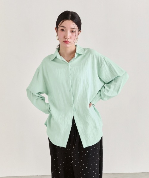 NUJOH(ヌゾ)の「Loose Basic Shirt / ルーズベーシックシャツ(シャツ/ブラウス・レディース・イエロー/ミント/ライトブルー/アイボリー/ピンク・FREE)」の6枚目の写真