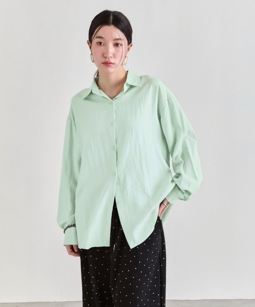 NUJOH(ヌゾ)の「Loose Basic Shirt / ルーズベーシックシャツ(シャツ/ブラウス・レディース・イエロー/ミント/ライトブルー/アイボリー/ピンク・FREE)」の7枚目の写真