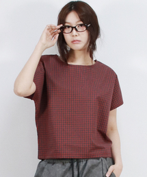 checkered mini French short-sleeved shirt Red