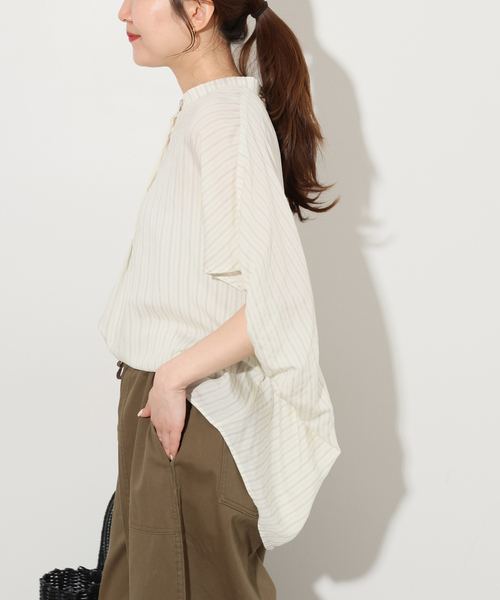 JOURNAL STANDARD relume(ジャーナルスタンダード レリューム)の「《追加 / 新色》N/Rダブルストライプブラウス(シャツ/ブラウス・レディース・ホワイト/ブラウン/ネイビー・FREE)」の8枚目の写真