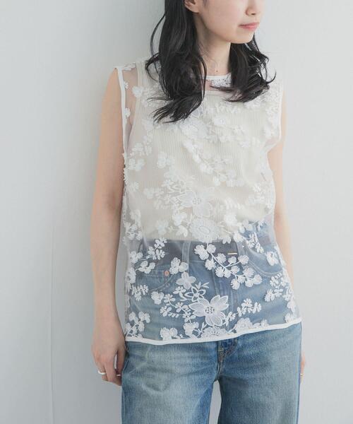 LAYAS(レイヤーズ)の「『別注』LAYAS×DOORS LACE JQD TANKTOP(タンクトップ・レディース・ホワイト/ブラック・ONE)」の3枚目の写真