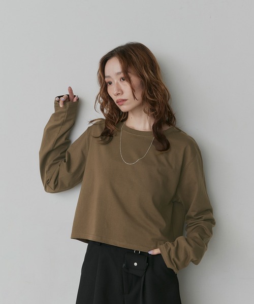 ad thie(アドティエ)の「アソート ショート丈ロンT(Tシャツ/カットソー・レディース・ブラック系/レッド/ピンク/ブラック/ホワイト系/オフホワイト/ブラウン・FREE)」の14枚目の写真