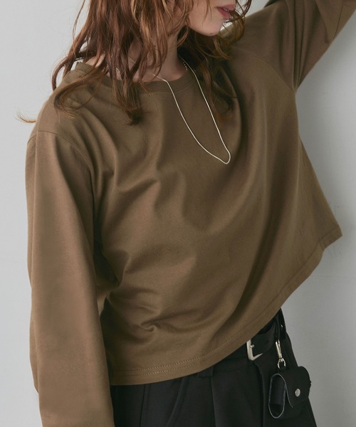 ad thie(アドティエ)の「アソート ショート丈ロンT(Tシャツ/カットソー・レディース・ブラック系/レッド/ピンク/ブラック/ホワイト系/オフホワイト/ブラウン・FREE)」の15枚目の写真