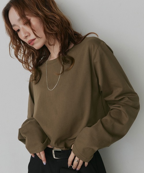 ad thie(アドティエ)の「アソート ショート丈ロンT(Tシャツ/カットソー・レディース・ブラック系/レッド/ピンク/ブラック/ホワイト系/オフホワイト/ブラウン・FREE)」の16枚目の写真