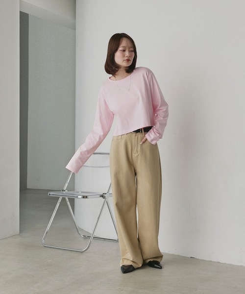 ad thie(アドティエ)の「アソート ショート丈ロンT(Tシャツ/カットソー・レディース・ブラック系/レッド/ピンク/ブラック/ホワイト系/オフホワイト/ブラウン・FREE)」の18枚目の写真