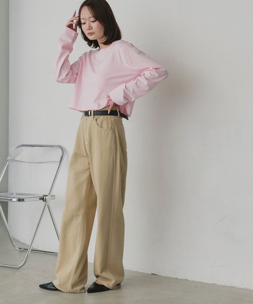 ad thie(アドティエ)の「アソート ショート丈ロンT(Tシャツ/カットソー・レディース・ブラック系/レッド/ピンク/ブラック/ホワイト系/オフホワイト/ブラウン・FREE)」の19枚目の写真