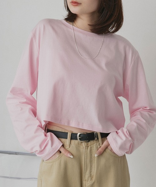ad thie(アドティエ)の「アソート ショート丈ロンT(Tシャツ/カットソー・レディース・ブラック系/レッド/ピンク/ブラック/ホワイト系/オフホワイト/ブラウン・FREE)」の20枚目の写真