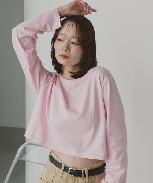 ad thie(アドティエ)の「アソート ショート丈ロンT(Tシャツ/カットソー・レディース・ブラック系/レッド/ピンク/ブラック/ホワイト系/オフホワイト/ブラウン・FREE)」の21枚目の写真