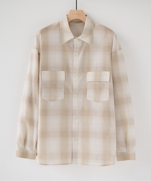 PUBLIC TOKYO(パブリックトウキョウ)の「シアーCPOシャツ /春服/通気性/ウォッシャブル(シャツ/ブラウス・メンズ・ベージュ/ブラウン/ストライプ/ブルー・2/1)」の3枚目の写真