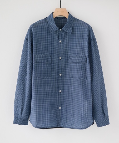 PUBLIC TOKYO(パブリックトウキョウ)の「シアーCPOシャツ /春服/通気性/ウォッシャブル(シャツ/ブラウス・メンズ・ベージュ/ブラウン/ストライプ/ブルー・2/1)」の4枚目の写真