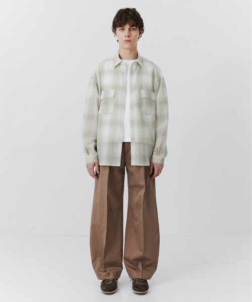 PUBLIC TOKYO(パブリックトウキョウ)の「シアーCPOシャツ /春服/通気性/ウォッシャブル(シャツ/ブラウス・メンズ・ベージュ/ブラウン/ストライプ/ブルー・2/1)」の11枚目の写真
