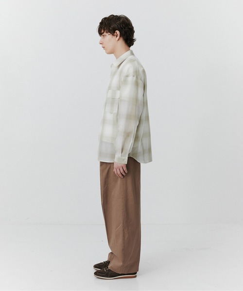 PUBLIC TOKYO(パブリックトウキョウ)の「シアーCPOシャツ /春服/通気性/ウォッシャブル(シャツ/ブラウス・メンズ・ベージュ/ブラウン/ストライプ/ブルー・2/1)」の12枚目の写真