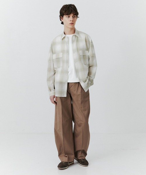 PUBLIC TOKYO(パブリックトウキョウ)の「シアーCPOシャツ /春服/通気性/ウォッシャブル(シャツ/ブラウス・メンズ・ベージュ/ブラウン/ストライプ/ブルー・2/1)」の9枚目の写真
