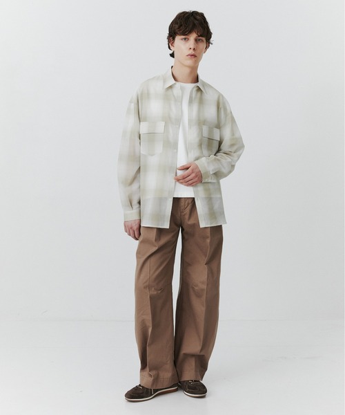 PUBLIC TOKYO(パブリックトウキョウ)の「シアーCPOシャツ /春服/通気性/ウォッシャブル(シャツ/ブラウス・メンズ・ベージュ/ブラウン/ストライプ/ブルー・2/1)」の10枚目の写真