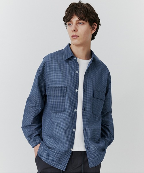 PUBLIC TOKYO(パブリックトウキョウ)の「シアーCPOシャツ /春服/通気性/ウォッシャブル(シャツ/ブラウス・メンズ・ベージュ/ブラウン/ストライプ/ブルー・2/1)」の14枚目の写真