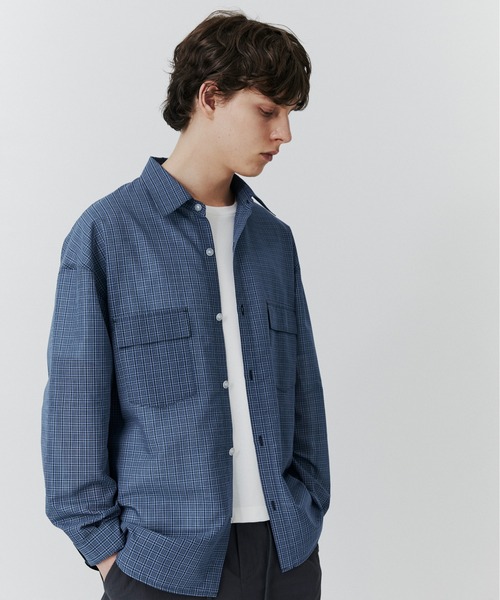 PUBLIC TOKYO(パブリックトウキョウ)の「シアーCPOシャツ /春服/通気性/ウォッシャブル(シャツ/ブラウス・メンズ・ベージュ/ブラウン/ストライプ/ブルー・2/1)」の15枚目の写真
