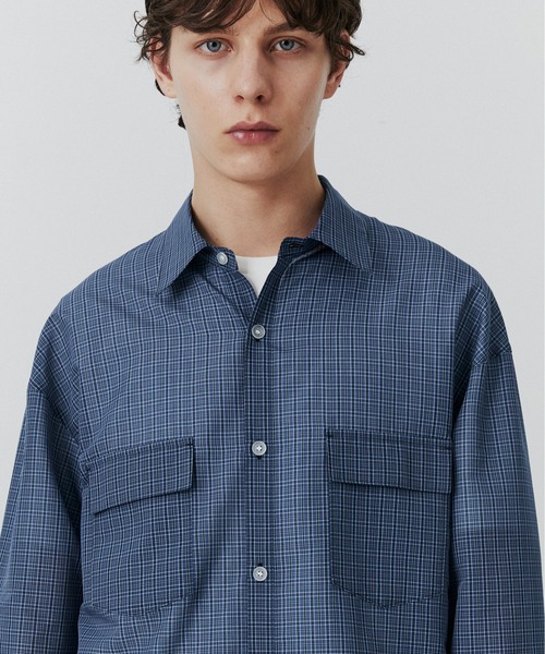 PUBLIC TOKYO(パブリックトウキョウ)の「シアーCPOシャツ /春服/通気性/ウォッシャブル(シャツ/ブラウス・メンズ・ベージュ/ブラウン/ストライプ/ブルー・2/1)」の16枚目の写真