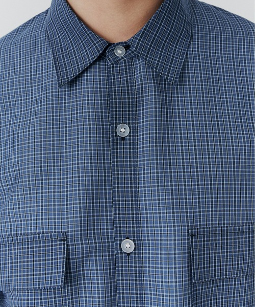 PUBLIC TOKYO(パブリックトウキョウ)の「シアーCPOシャツ /春服/通気性/ウォッシャブル(シャツ/ブラウス・メンズ・ベージュ/ブラウン/ストライプ/ブルー・2/1)」の18枚目の写真