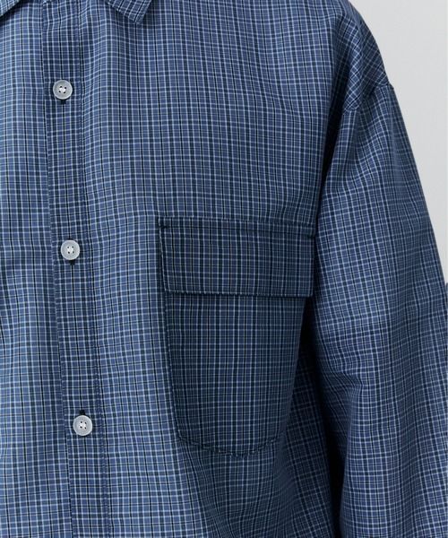 PUBLIC TOKYO(パブリックトウキョウ)の「シアーCPOシャツ /春服/通気性/ウォッシャブル(シャツ/ブラウス・メンズ・ベージュ/ブラウン/ストライプ/ブルー・2/1)」の19枚目の写真
