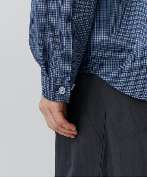 PUBLIC TOKYO(パブリックトウキョウ)の「シアーCPOシャツ /春服/通気性/ウォッシャブル(シャツ/ブラウス・メンズ・ベージュ/ブラウン/ストライプ/ブルー・2/1)」の22枚目の写真