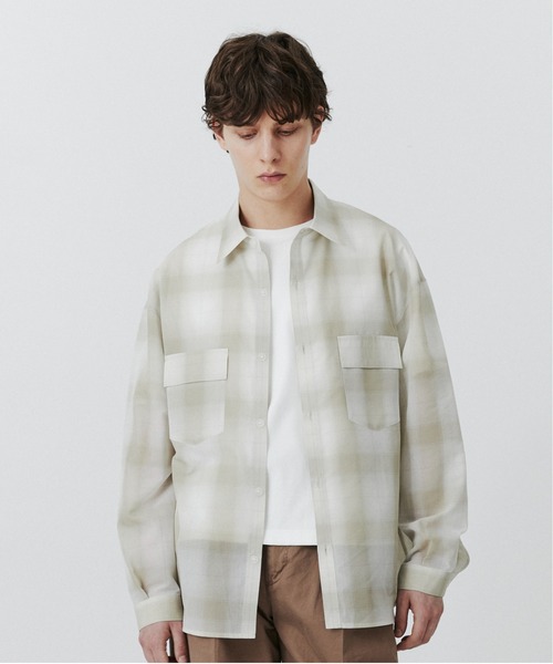 PUBLIC TOKYO(パブリックトウキョウ)の「シアーCPOシャツ /春服/通気性/ウォッシャブル(シャツ/ブラウス・メンズ・ベージュ/ブラウン/ストライプ/ブルー・2/1)」の6枚目の写真